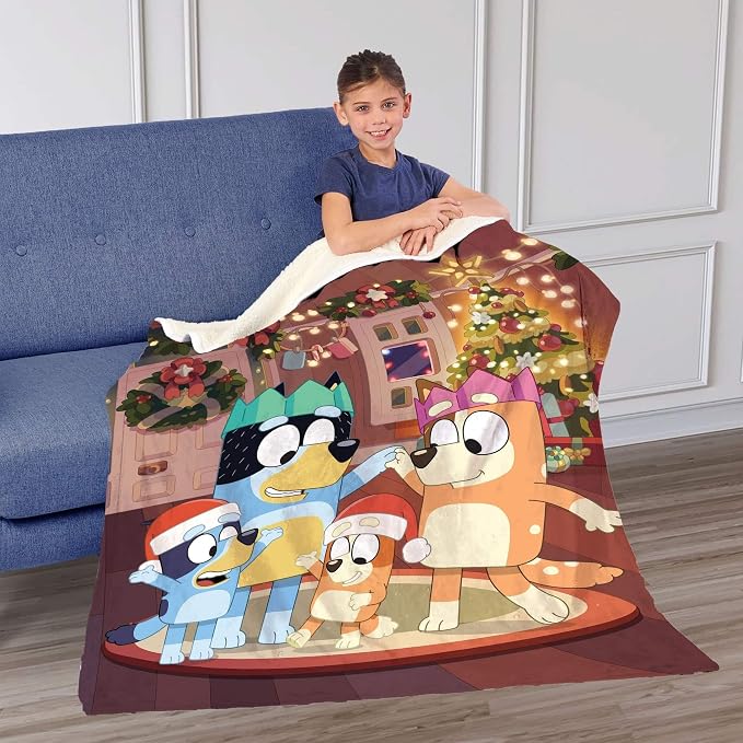 Northwest Bluey Silk Touch Sherpa Throw Blanket, 50" x 60", Family Christmas