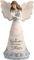 Pavilion - Elements Grandmother Angel Figurine - 8-Inch, Holding Heart, Inscription a Grandmother's Love Warms The Heart
