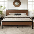 Allewie King Size Bed Frame, Heavy Duty 12 Metal Slats Support, Walnut | Wooden Headboard and Footboard, Modern Platform Bed, No Box Spring Needed, Under-Bed Storage, Noise Free, Easy Assembly