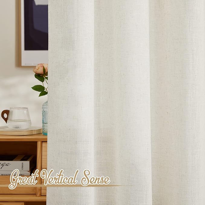 NICETOWN Semi Sheer Linen Burlap Curtains - Image 4