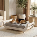 CANAGAN Elevated Wooden Dog Bed with Cushion, White Maple, Medium | Raised Dog Couch Bed with a Washable Cover and Plush PP-Filled Cushion, Designed for Medium Dogs and Stylish Indoor Living