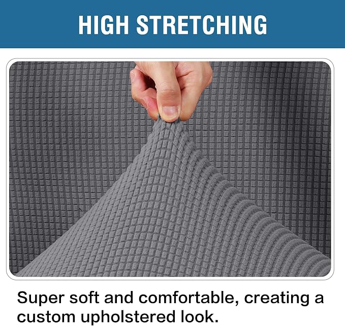 H.VERSAILTEX Ottoman and Sofa Seat Cushion Combined Cover Slipcover Rectangle Sofa Slipcover Fit Length 56"-75" Suitable for L Shaped Seat Cushion Cover or Chaise Part Cover Stretch Thick Soft - Grey