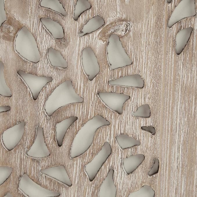 Madison Park Laurel Wall Art - Laser Cut Carved Botanical Tree Branches, Genuine Fir Wooden Framed, Rustic Finish - Modern Farmhouse Décor for Living Room, Ready to Hang Panel, 12 x 36", Grey