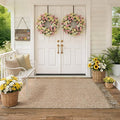 Collive 3' x 5' Indoor Outdoor Porch Rug, Modern Farmhouse Entryway Rug Boho Front Door Mat, Tan Hand-Woven Washable Kitchen Rugs for Patio Bedside Nursery Decor