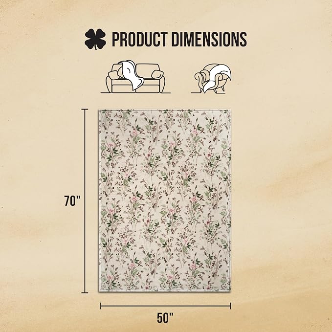 Lucky Brand Wildflower Beige Floral 50"x70" Cozy Plush Blanket - Premium Microfiber Throw for Luxurious Comfort and Style