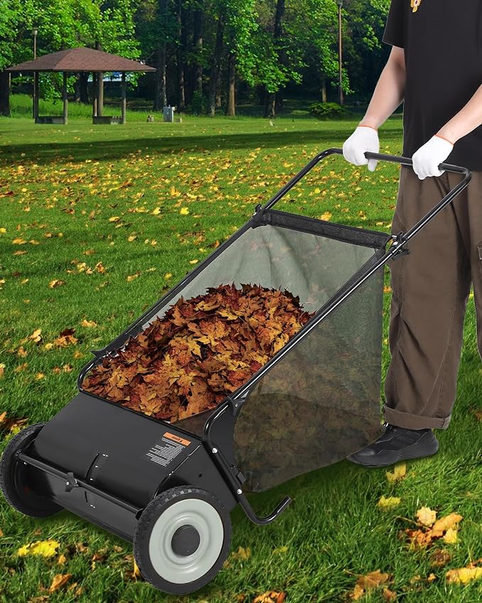 26-Inch Push Lawn Sweeper – 4 Fast Brushes, 7 Cu.ft Collector, Adjustable Height – Durable Steel Frame – Manual Hand-Push for Yard, Garden, Patio & Driveway Cleanup