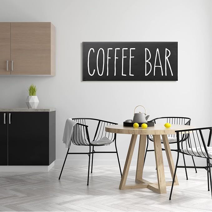 Coffee Bar Casual Typography Sign, 20 x 48 Inch Canvas Wall Art | Stupell Industries · By Lettered and Lined · Ready to hang · Casual kitchen decor · Made in USA