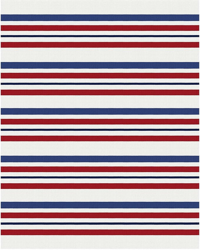 KILOCOCO 250th Anniversary Patriotic Striped Rug 4x6 ft, Red Blue White | Washable Front Door Rug, Woven Welcome Mat for Front Porch, Outdoor Rug for Memorial Day, Indoor Independence Day Decor