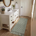 Collive Sage Green Bathroom Runner Rug, 2' x 5' Modern Farmhouse Kitchen Runner Rug Hand-Woven Entryway Rugs Runners for Hallway, Boho Washable Laundry Carpet Indoor Front Door Mat for Bedroom Decor