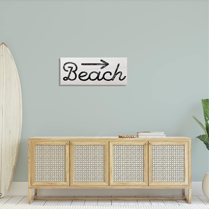'Weathered Beach Direction Sign Rustic Arrow'| Canvas Art | Stupell Industries | 30 x 13 Inches, Easy to Hang and Sturdy, Made in USA, by Lil' Rue