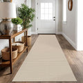 IOHOUZE Washable Runner Rug 2.6x10 Non Slip Rubber Backed Long Hallway Runner Entryway Runner Indoor, Kitchen Rugs Woven Cotton Floor Carpet for Hall Entrance, Cream/Beige
