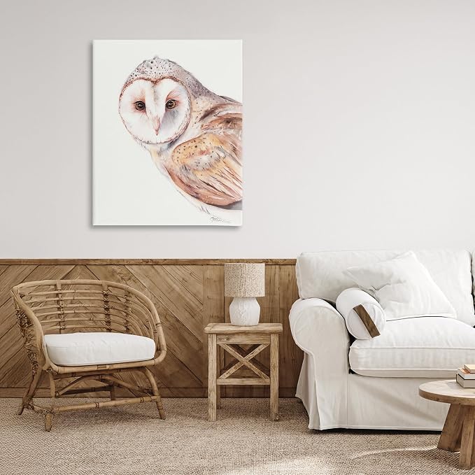 Peeking Barn Owl Gaze Wildlife, 24 x 30 Inch Canvas Wall Art | Stupell Industries · By Cady Driver · Ready to hang · Rustic cabin and lodge decor · Made in USA