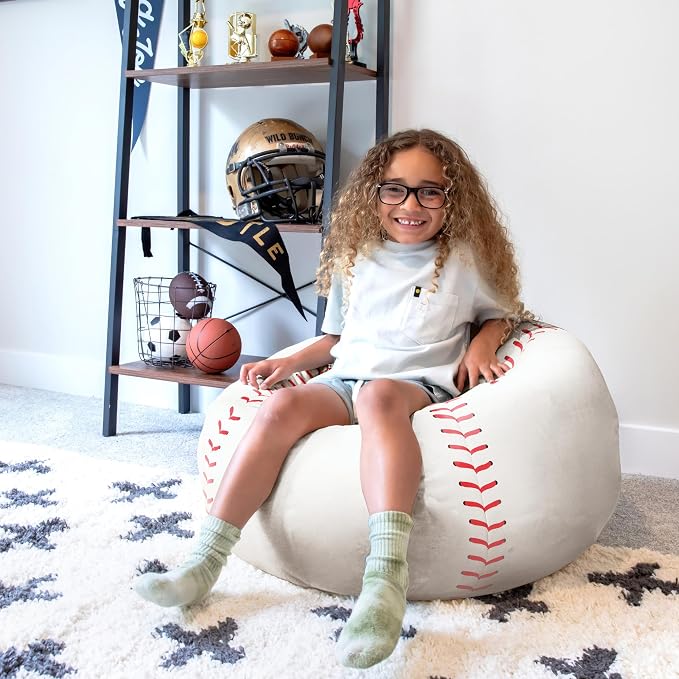 Big Joe Sports Ball Child-Sized Bean Bag Chair for Kids, 2 Pack, Baseball Plush, Ultra-Soft Lightweight Polyester Blend, 2.5 Foot Refillable | 2.5 feet, Polystyrene Bean Filled, Refillable, Soft Polyester, Safe for Kids Ages 3 and Up, Supports Up to 15...