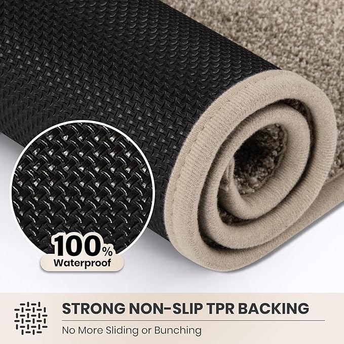 PURRUGS Dirt Trapping Door Mat 34" x 59", Non-Slip Machine Washable Entryway Rug, Dog Doormat, Indoor Front Door Mat, Super Absorbent Entry Rug for Muddy Shoes & Paws, Taupe