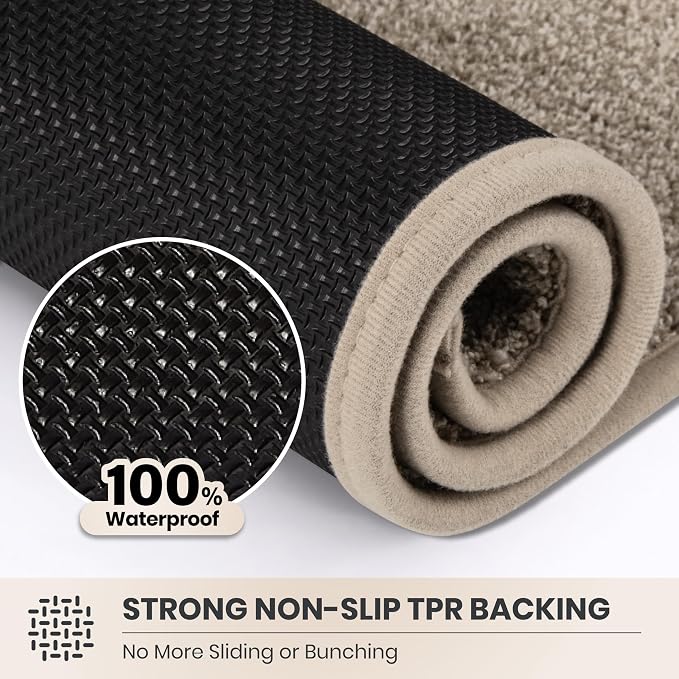 PURRUGS Dirt Trapping Door Mat 24" x 59", Non-Slip Machine Washable Entryway Rug, Dog Doormat, Indoor Front Door Mat, Super Absorbent Entry Rug for Muddy Shoes & Paws, Taupe