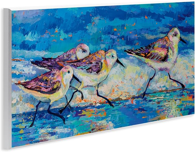 'Modern Street Style Sandpipers Walking Beach'| Wall Plaque Art | Stupell Industries | 17 x 7 Inches, Easy to Hang and Sturdy, Made in USA, by Jeanette Vertentes