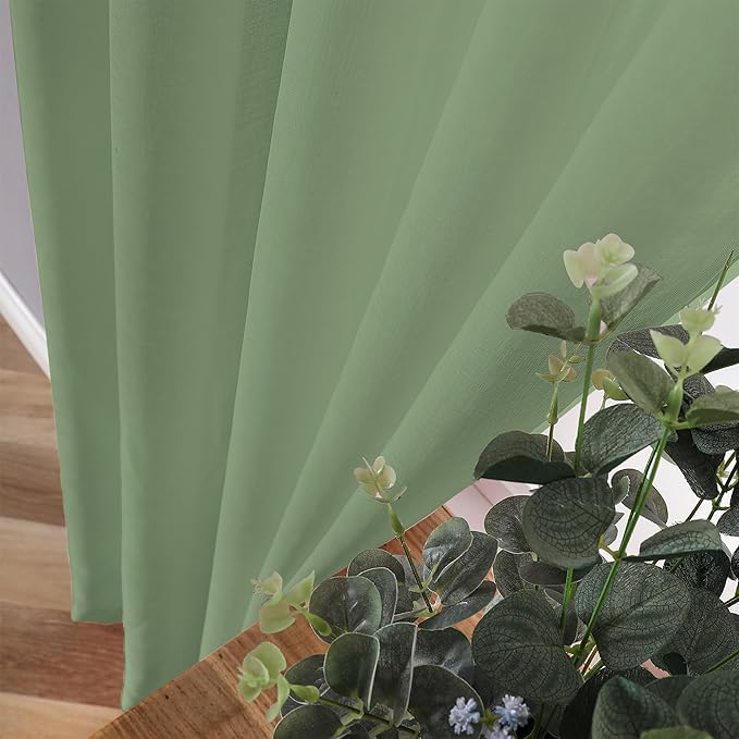 Tollpiz Short Sheer Tier Curtains Linen Textured Half Kitchen Curtain Sheers - Image 3