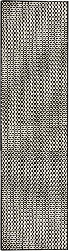 Nourison Home Courtyard Black White 2' x 6' Area Rug - Easy Clean, Non Shedding, Bed Room, Living Room, Dining Room, Kitchen (6' Runner)
