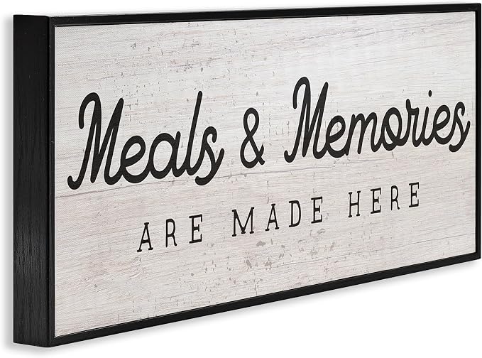 Meals and Memories Kitchen Sign, 10 x 24 Inch Framed Giclée Print | Stupell Industries · By Lil' Rue · Ready to hang · Rustic charm for kitchen or dining room · Made in USA