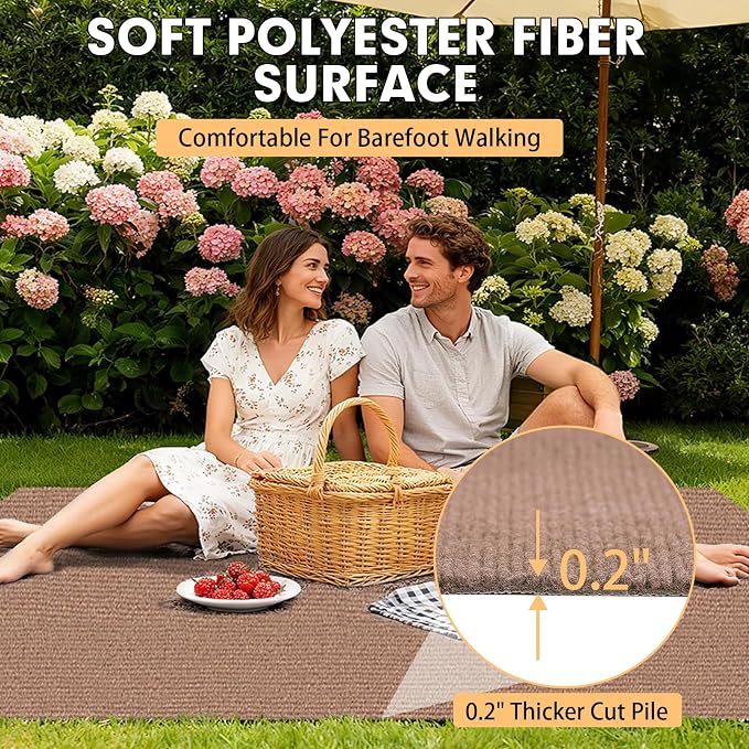Grefinity Marine Carpet,6 FT x 14 FT Light Brown Indoor Outdoor Carpet 0.2" Thick Boat Rug with Water-Proof TPE Backing for Home, Patio, Porch, Deck