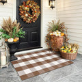 Uphome Bufflo Plaid Outdoor Rug 27.5"x43", Fall Decor Checkered Front Door Mat, Indoor Outdoor Farmhouse Cotton Porch Rug for Layered Door Mats, Washable Brown Area Rugs for Patio Entryway