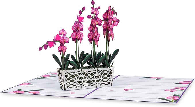 Paper Love Pop Up Cards 2 Pack - Includes 1 Orchid and Flower Wagon, For All Occasions, Mother Day, Birthday, Just Because- Includes Envelope and Note Tag