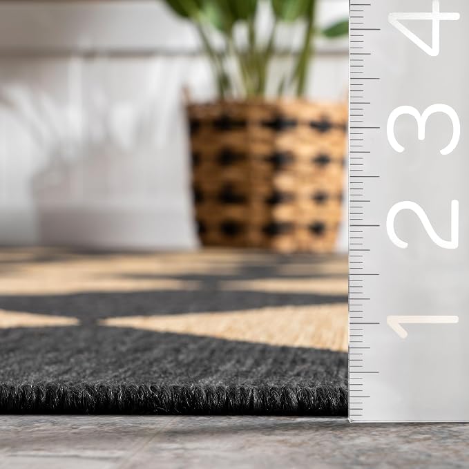Nuloom Outdoor Performance Collection Sabina Dark Grey/Ivory, 2' x 3', Soft, High Traffic, Stain Resistant, Easy Clean, Durable Area Rug for Indoor/Outdoor Patio, Deck, Porch, Garden, Courtyard