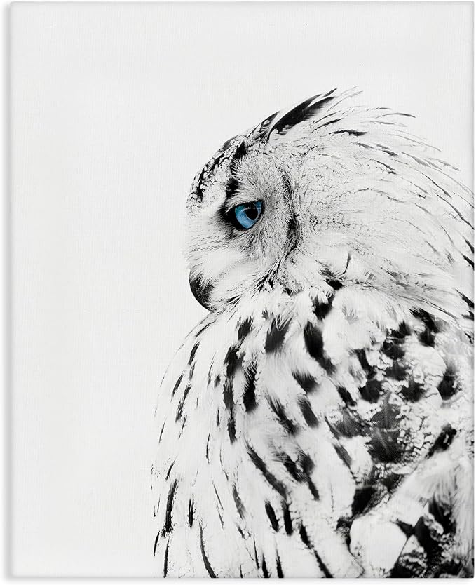 Stupell Industries Snow Owl Peering Blue Eyes, 36 x 48 Inch Canvas Wall Art | Stupell Industries · By Design Fabrikken · Ready to hang · Cabin and lodge decor · Made in USA