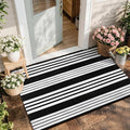 OJIA Front Door Mats 27.5"x43" Black and White Outdoor Rugs Porch Decor | Cotton Woven Front Door Rug Striped Area Rug Machine Washable Layered Doormats for Farmhouse/Kitchen/Entryway/Patio Decor