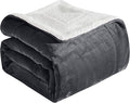 Elegant Comfort Ultra Soft Reversible Flannel Sherpa Blanket - Cozy Silky Fleece Throw for Couch, Bed - Plush Fuzzy Warm Winter Blanket for Gift, Twin XL, Gray