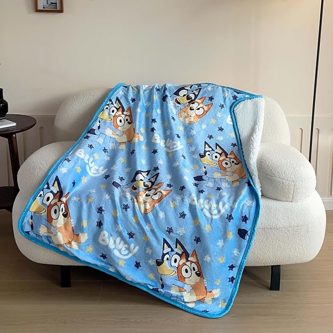 Northwest Bluey Silk Touch Sherpa Throw Blanket, 40" x 50", Happy Times