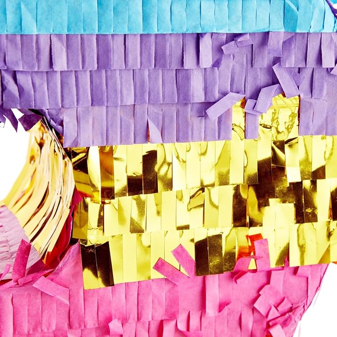 BLUE PANDA 8 Pinata - Small Multicolor, 11.4 x 16.5 x 3 In - Neon Rainbow Pinata in Shape of 8 for Girls Birthday Party