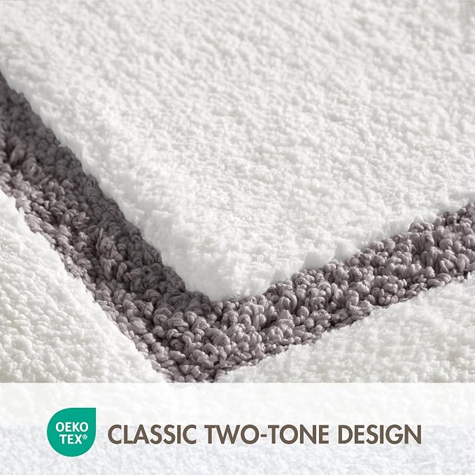 Madison Park Roan Border Tufted Bath Rug Non-Slip Absorbent, 24 x 36, Grey | Microfiber, Soft Pile, Machine Washable, OEKO-TEX Certified, Plush Bathroom Mat, Non Slip TPR Backing