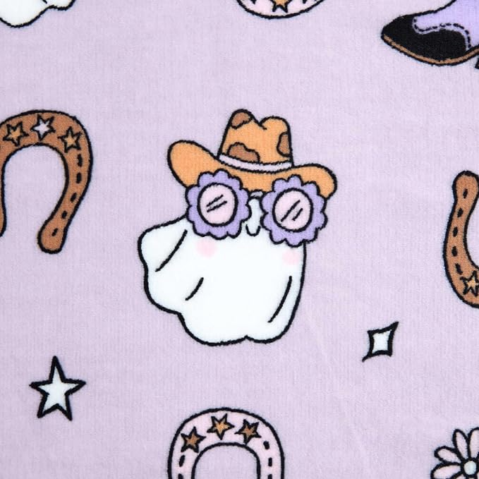Wrangler - Throw Blanket, 50 x 70, Ultra-Soft Printed Plush Blanket for Bed & Couch, Cozy Decorative Throw, Cute Ghosts Purple