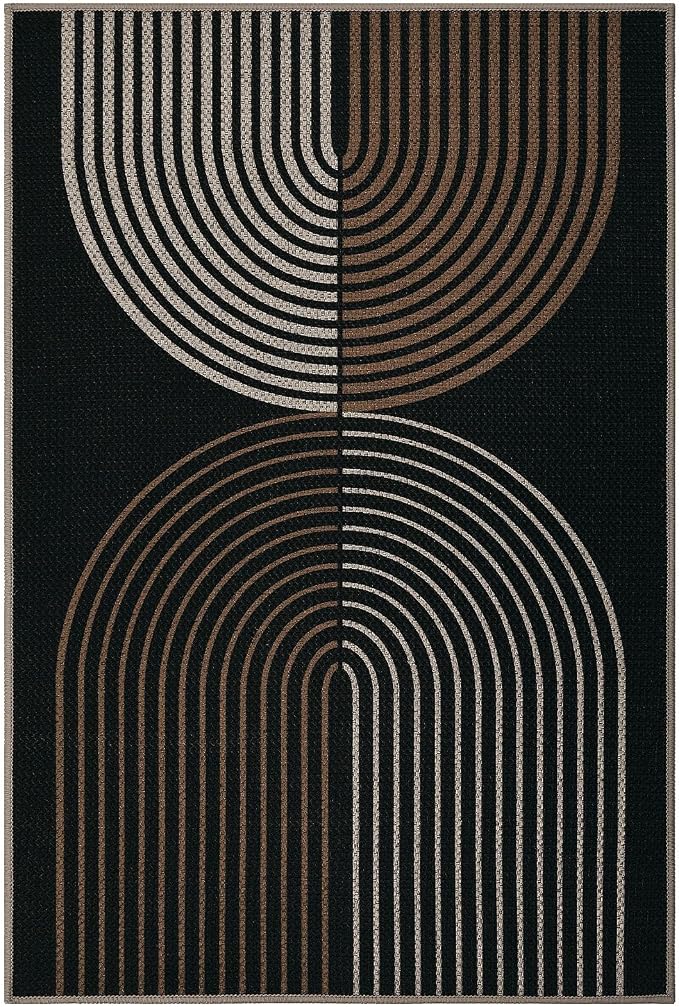 GarveeHome Modern Rainbow Easy Jute 4x6 Area Rug, Washable Rugs for Living Room Bedroom Kitchen Office, Non Slip Carpet for Entryway Backyard Sunroom