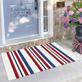 KILOCOCO 250th Anniversary Patriotic Striped Doormat 2.3'x3.6', Red Blue | Washable Front Door Mat, Cotton Welcome Mat for Independence Day, Woven Outdoor Rug for Memorial Day, Entryway Rug
