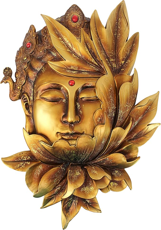 Design Toscano Enlightened Deities Wall Sculptures: Guan Yin, 12 Inch, Gold