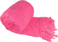 Home Soft Things Pink Throw Blanket Knitted Tweed Throw 50'' x 60'', Camellia Rose, Super Soft Cozy Warm Comfortable Breathable Throw for Living Room Chair Couch Bed Sofa Bedroom Home Décor