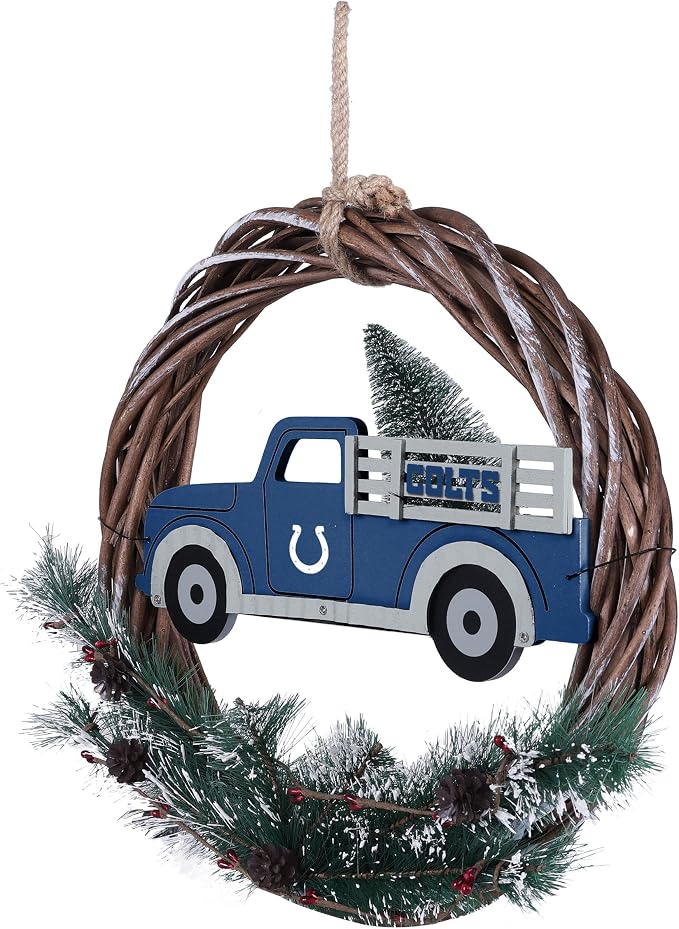 FOCO NFL Unisex-Adult NFL Team Logo Holiday Wreath with Truck