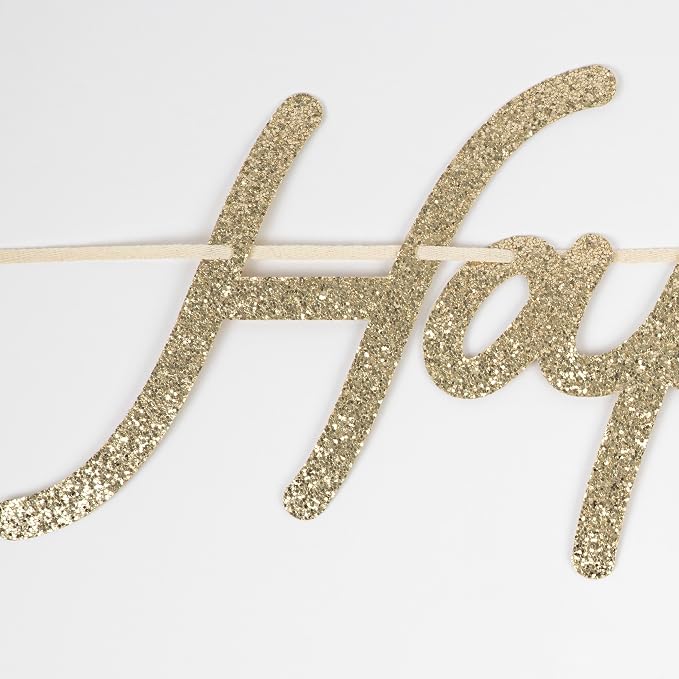 Meri Meri Personalizable Happy Birthday Banner Set (Pack of 1), 9' Birthday Party Garland Including Excess Cord