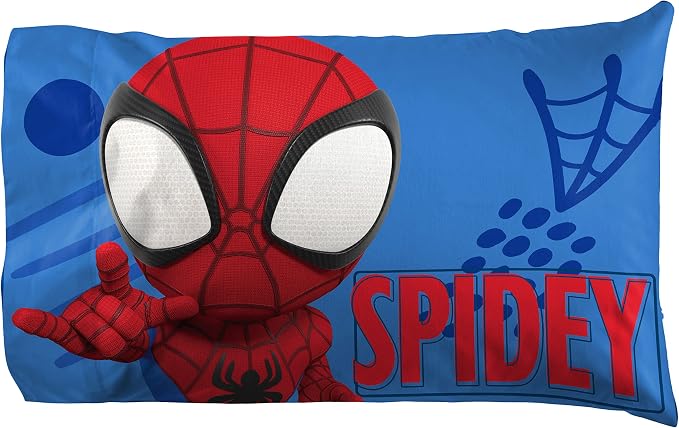 Jay Franco Kids Sheet Set with Fitted, Flat Sheets & Pillow Cover - Ultra-Soft Bedding with Pillowcase for Room Decor, White - Spidey & Friends, 4 Piece Full