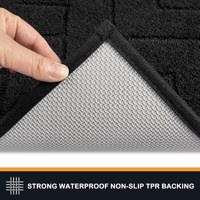 PURRUGS Dirt Trapping Door Mat 20" x 31.5", Non-Slip Machine Washable Entry Rug, Dog Doormat, Indoor Front Door Mat, Super Absorbent Entryway Rug for Muddy Shoes & Paws, Black