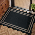 EDIMENS Easy Jute Rug Entryway Rug, 2x3 Front Door Mat Small Entryway Non-Slip Washable Area Rug, Low Pile Black Indoor Outdoor Farmhouse Scalloped Doormat for Entrance Entry Porch Doorway