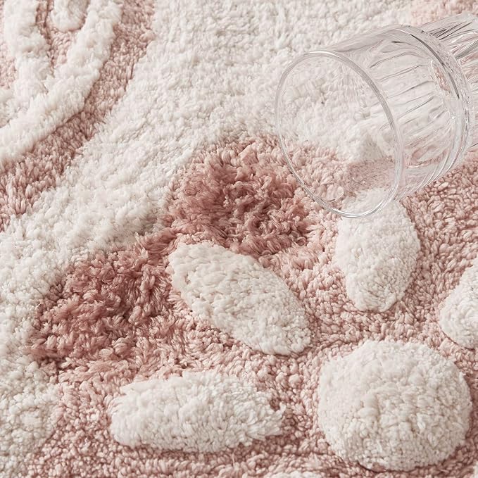 Madison Park Casablanca Tufted Cotton Bath Rug Non-Slip, 20 x 30, Pink | Luxurious Plush Bath Mat, Quick Dry, Soft, Machine Washable, Floral Pattern, Absorbent, Plush, OEKO-TEX, for Bathroom