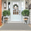 IOHOUZE Black Beige Striped Rug -4'x6' Front Door Rugs Outdoor, Washable Area Rug for Double Front Porch, Large Patio Rug Outdoor Indoor, Doormat for Entryway Porch Entrance