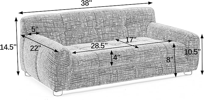 38" Dog Sofa Bed, Elevated Dog Bed with Backrest and Armrests, Soft Memory Foam Couches for Small and Medium-Sized Pets, Durable Linen Pet Couch Furniture, Green