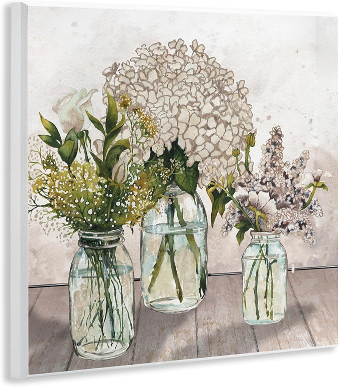 Stupell Industries 'Jars Of Wildflowers'| Wall Plaque Art | Stupell Industries | 12 x 12 Inches, Easy to Hang and Sturdy, Made in USA, by Elizabeth Medley