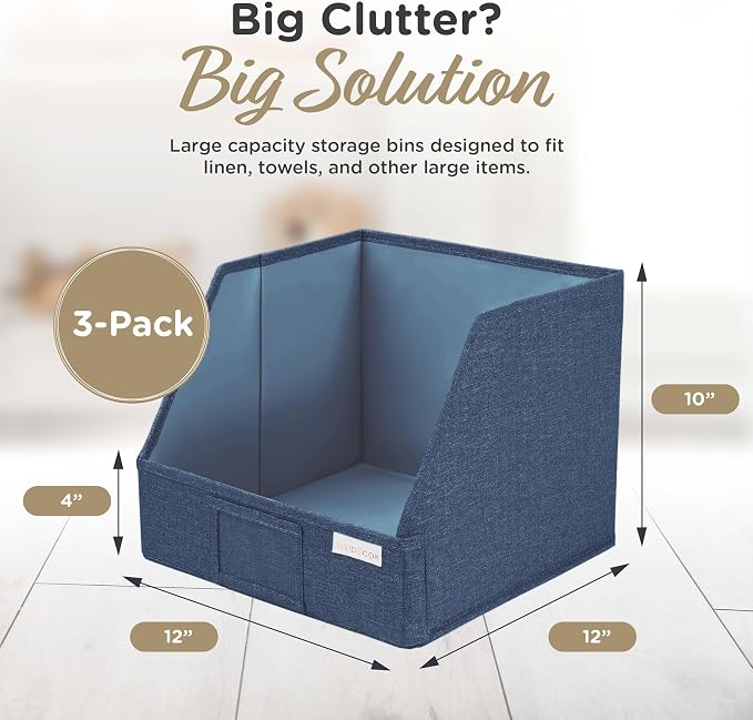 VIVIDECOR Open Front Trapezoid Closet Bins, Closet Storage Organizer for Shelves