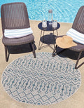 Unique Loom Outdoor Trellis Collection Area Rug - Tribal Trellis (13' Round, Light Blue/ Ivory)