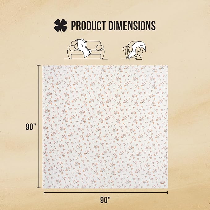 Lucky Brand Daisy Ivory Floral 90"X90" Cozy Plush Blanket - Premium Microfiber Throw for Luxurious Comfort and Style Full/Queen Size